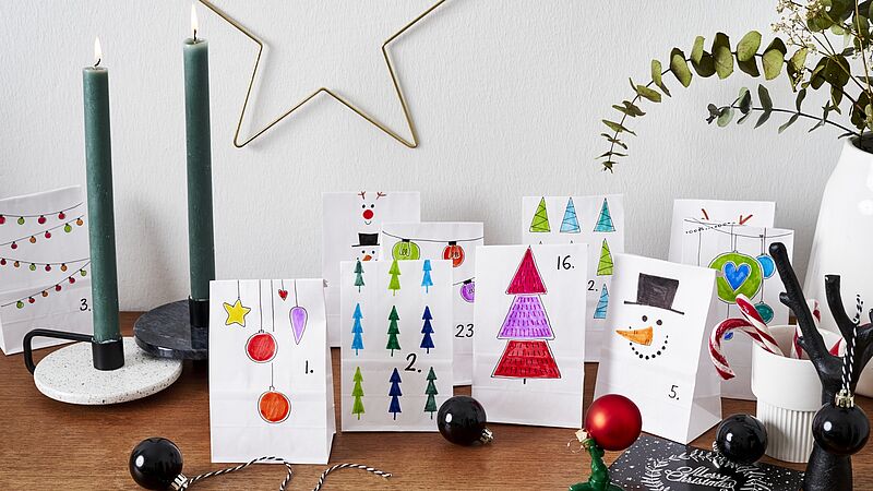 Adventskalender aus Papiertüten
